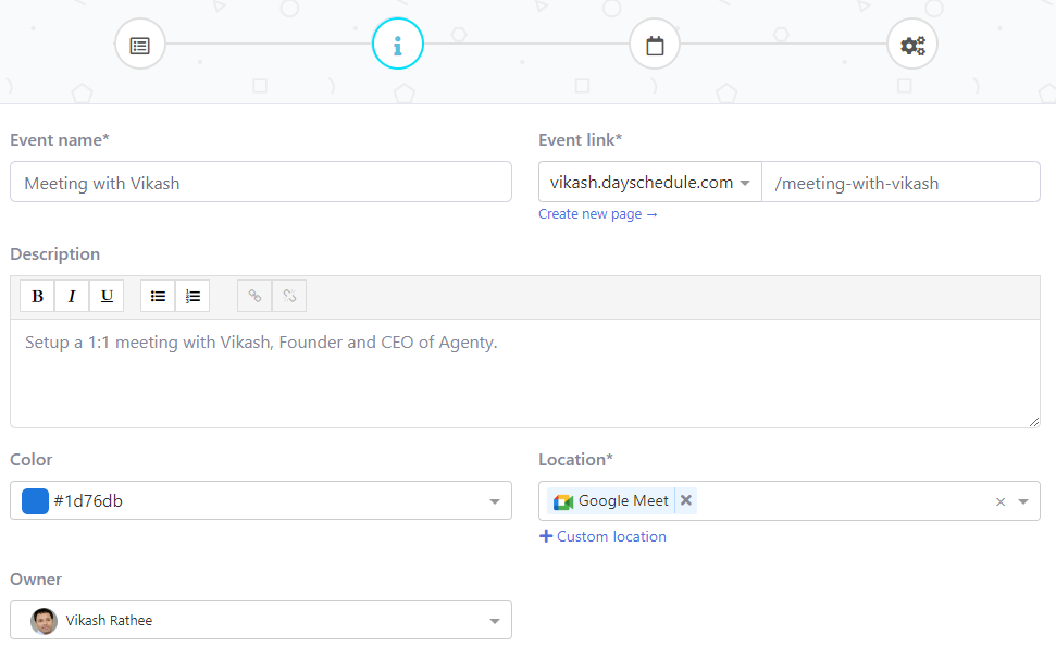 Web based 1:1 meeting scheduler